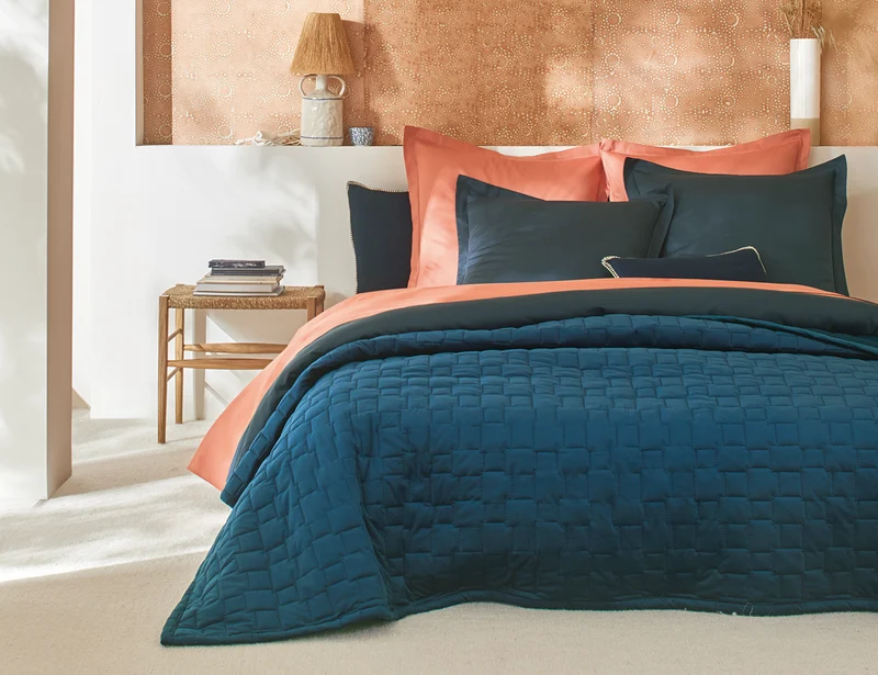 Dessus de lit Velours matelassé - SPIRIT Indigo