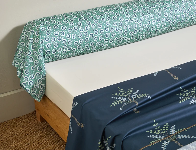 Drap plat satin de coton - PALM GROVE Nuit