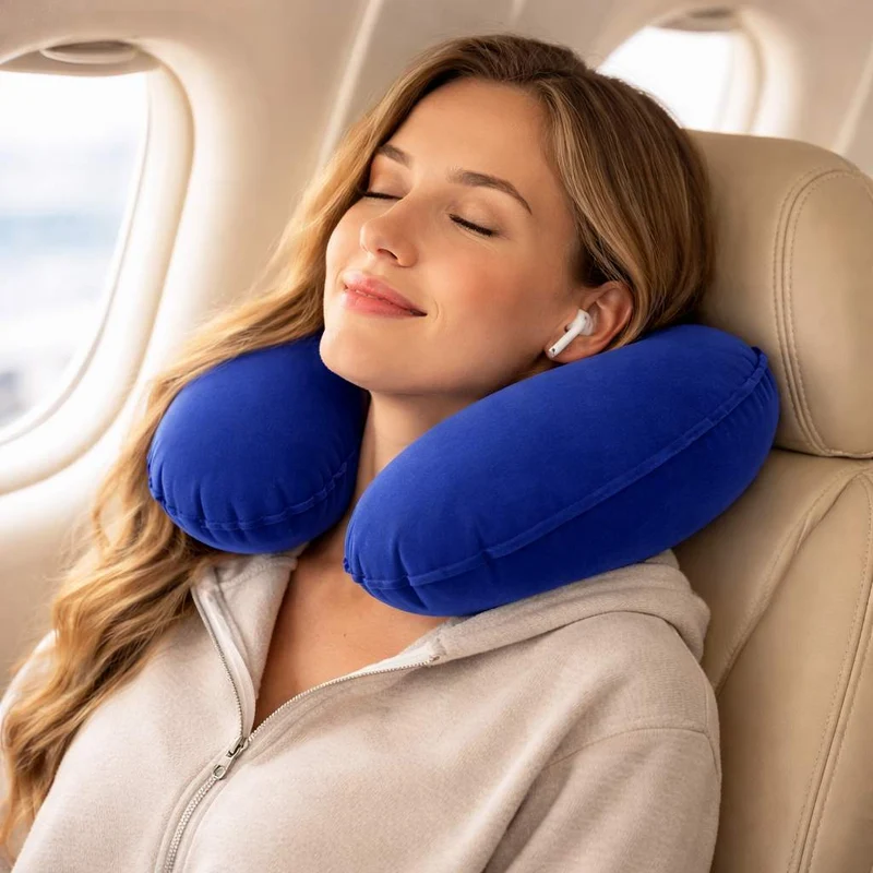Coussin de Voyage Gonflable bleu !