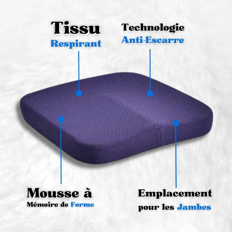 Coussin Anti-Escarre mémoire de forme à maille bleu