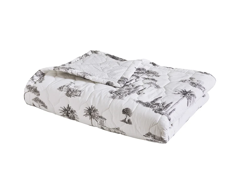 Couvre Lit Matelassé Percale - PROMENADE Graphite
