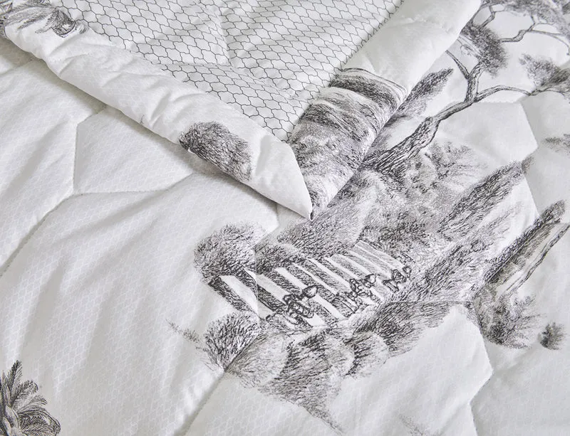 Couvre Lit Matelassé Percale - PROMENADE Graphite