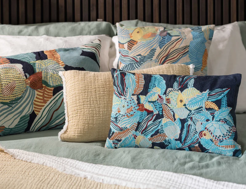 Coussin Coton brodé - DORI Marine