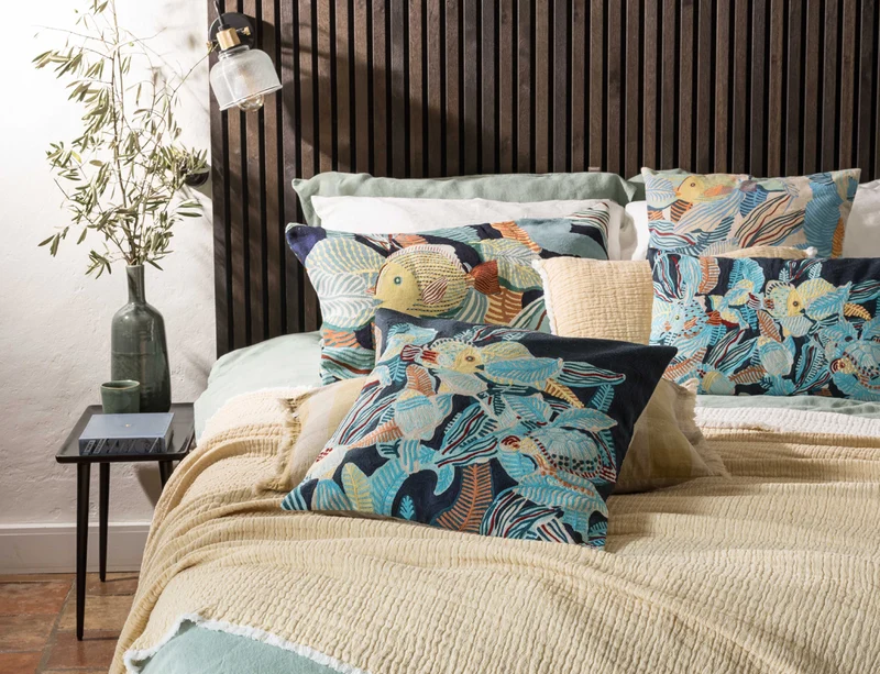Coussin Coton brodé - DORI Marine