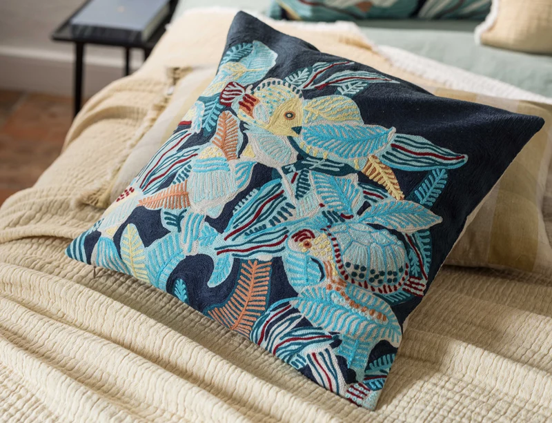 Coussin Coton brodé - DORI Marine
