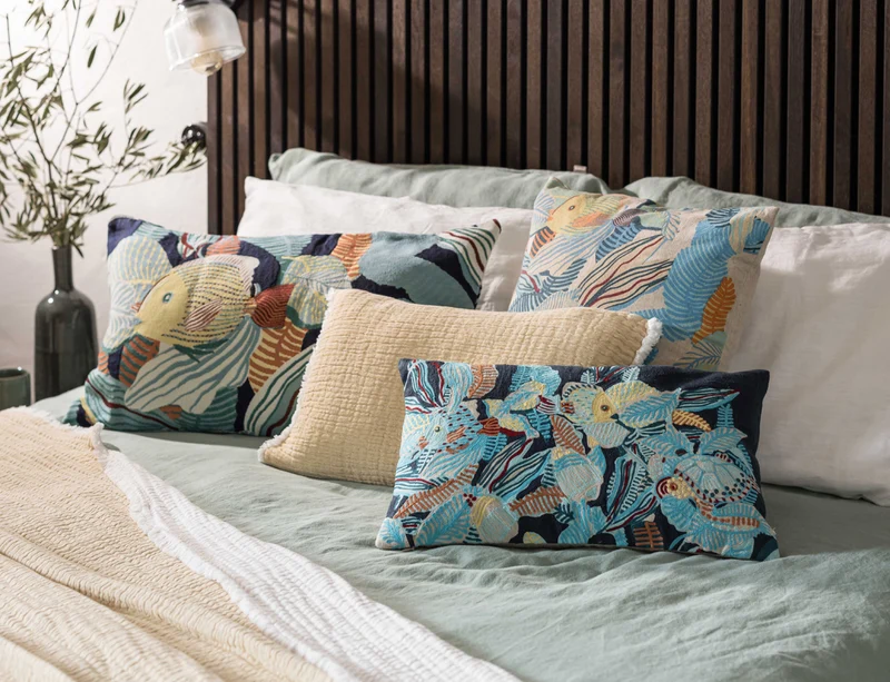 Coussin Coton brodé - DORI Marine
