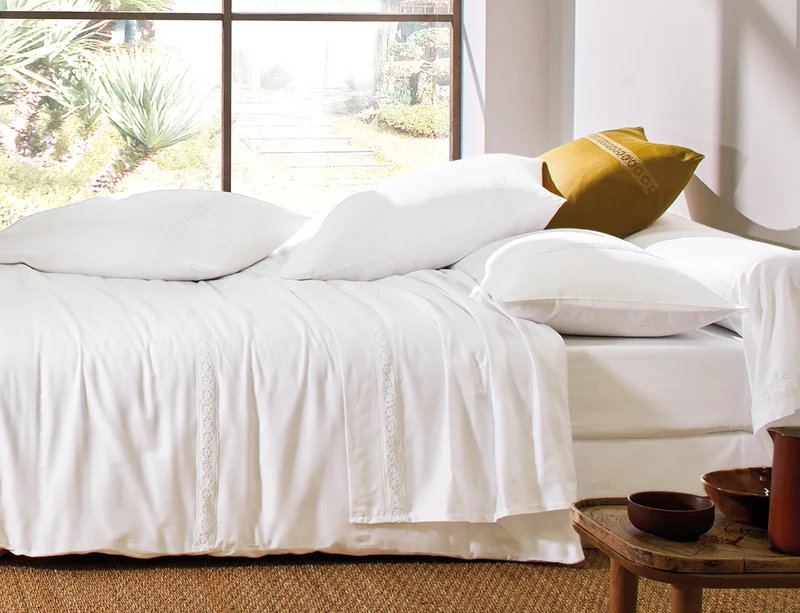Taie d'oreiller Satin de coton - HERITAGE Blanc