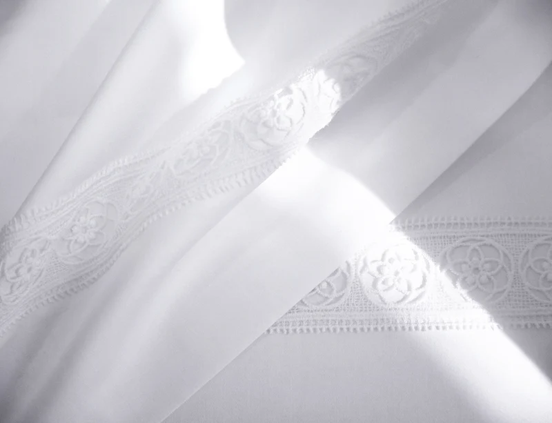 Drap plat Satin de coton - HERITAGE Blanc