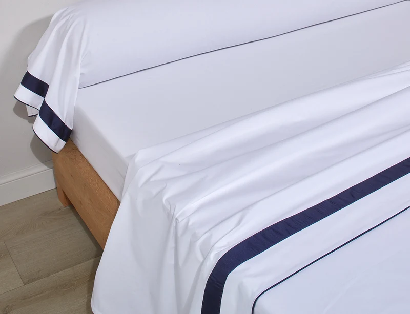 Taie de traversin Percale de coton - EGERIE Bleu Corinthe