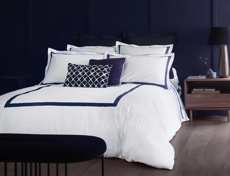 Taie de traversin Percale de coton - EGERIE Bleu Corinthe