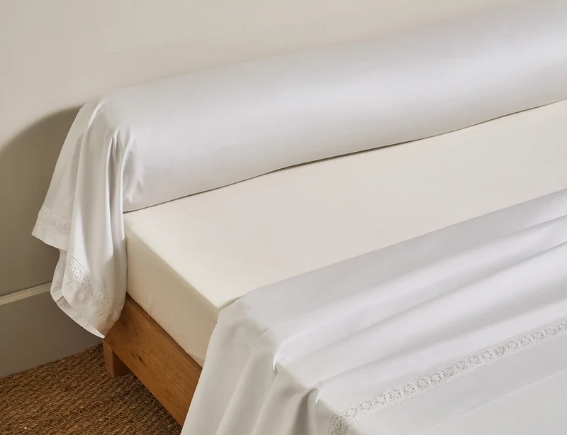 Taie de traversin Satin de coton - HERITAGE Blanc
