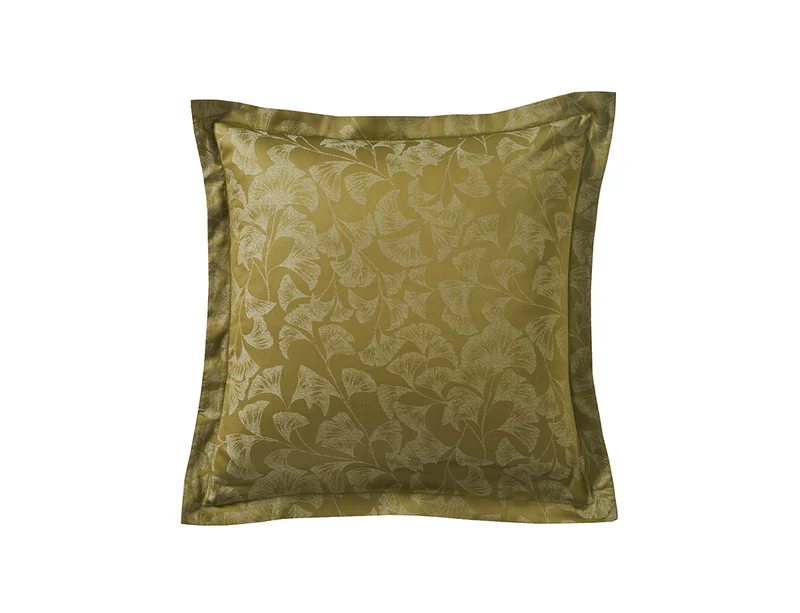 Taie d'oreiller Satin Jacquard - GINGKO Olive