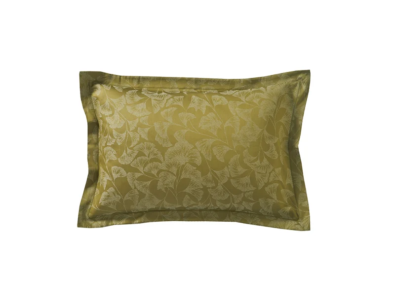 Taie d'oreiller Satin Jacquard - GINGKO Olive