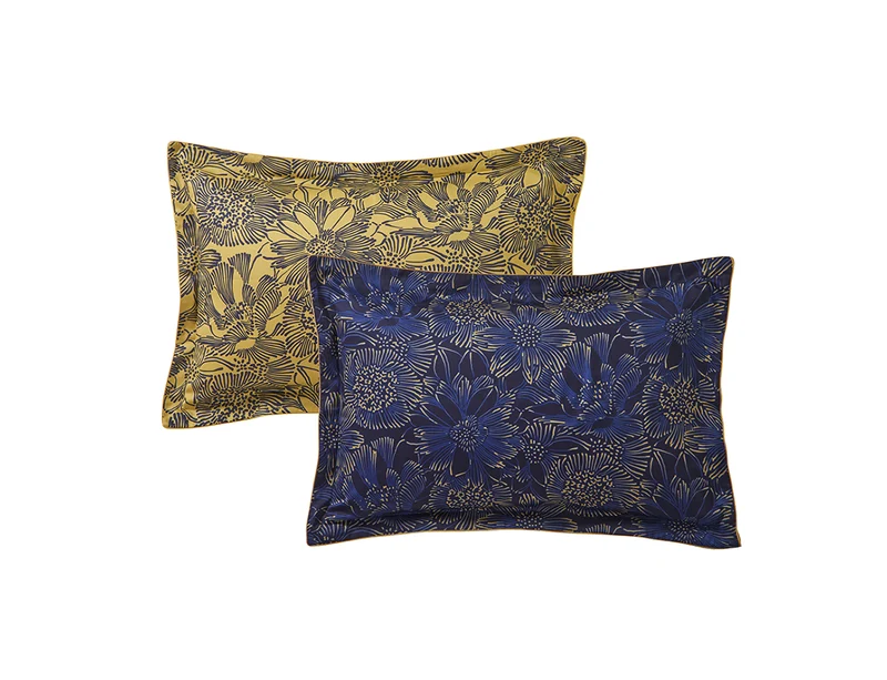 Taie d'oreiller Satin de coton - ELIXIR Indigo