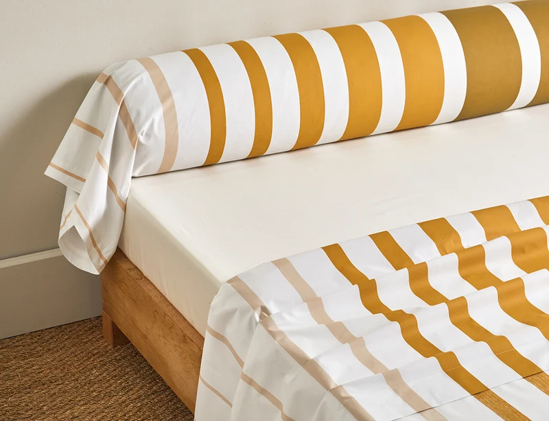 Drap plat Satin de coton - GRAND LARGE Ocre