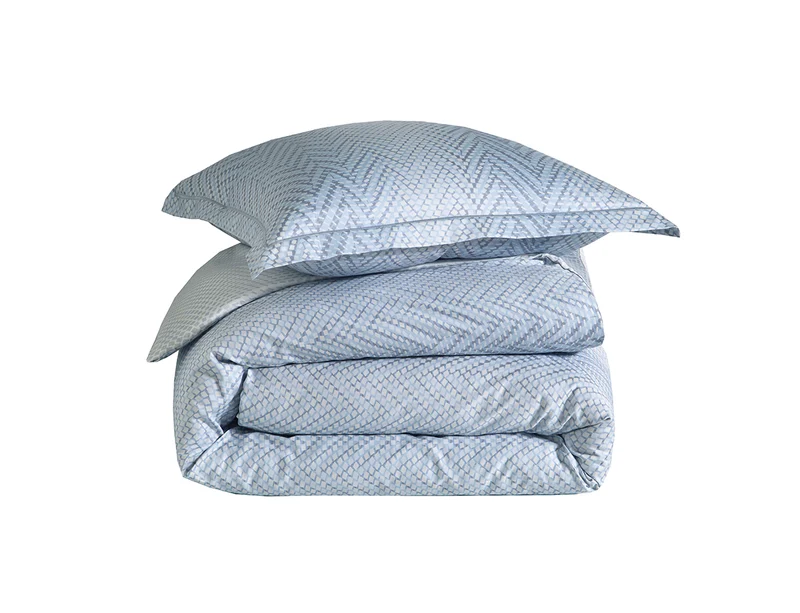 Housse de couette Satin de coton - GRAVITY Bleu Céleste