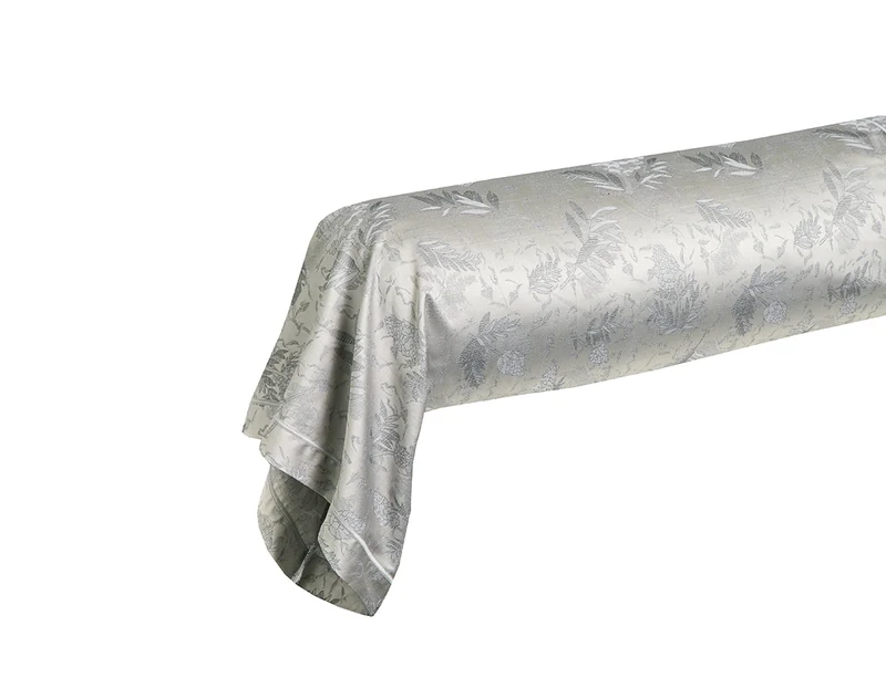 Taie de traversin Satin Jacquard - LUPINS Argenté