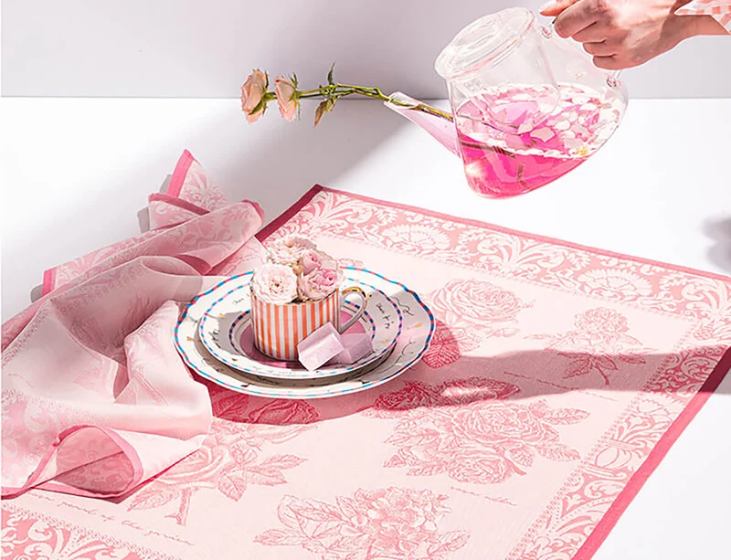 Torchon 100% coton - Jardin des roses Baiser