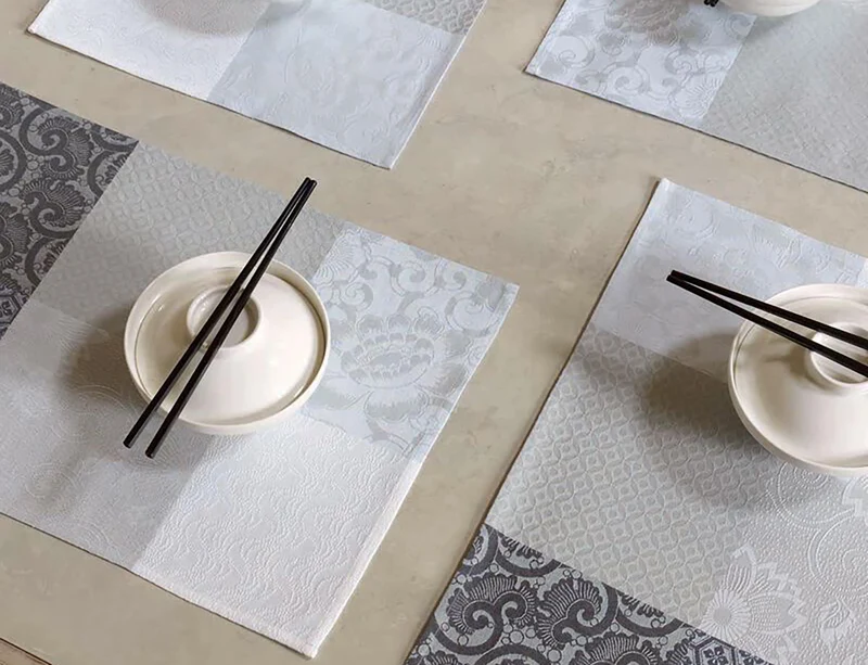 Set de table Coton Jacquard - Fleurs de Kyoto Brume