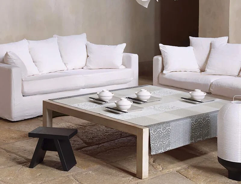 Set de table Coton Jacquard - Fleurs de Kyoto Brume