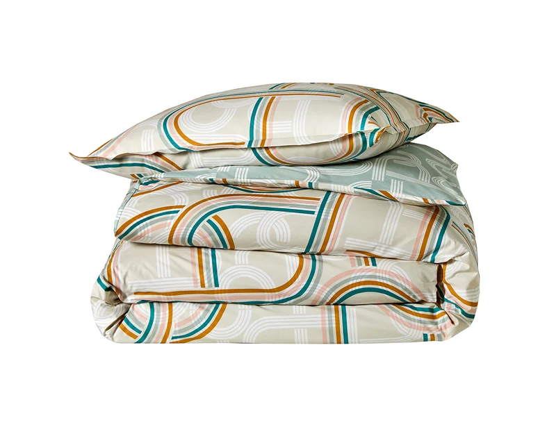 Housse de couette Percale de coton - RETRO Sauge