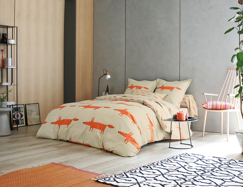 Housse de couette Percale de coton - MR FOX Mandarine