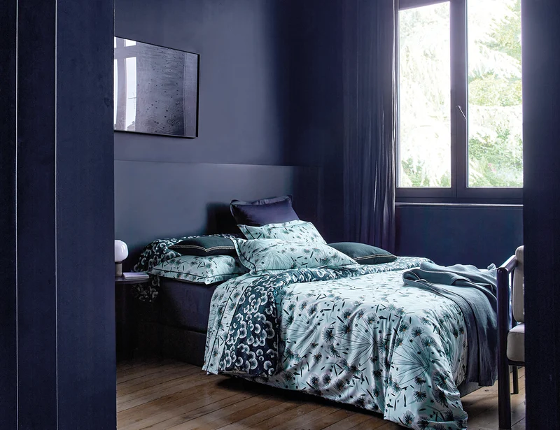 Housse de couette Satin de coton - FLOREA Bleu Céleste