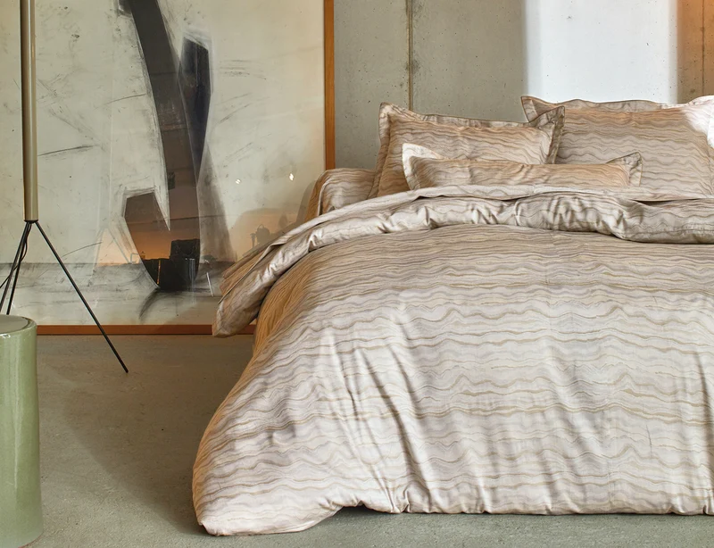 Taie d'oreiller Satin jacquard - AGATHE Granit