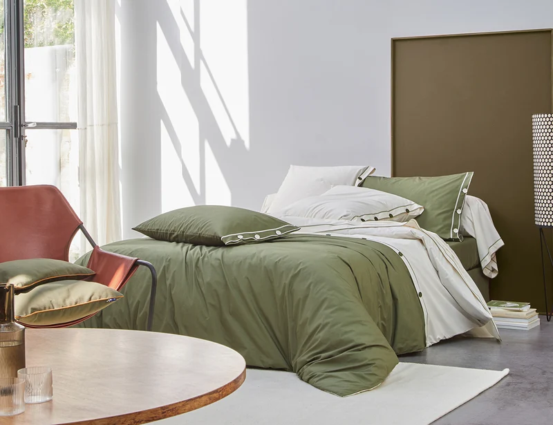Drap housse Percale Bio - TANDEM Mousse/Neige