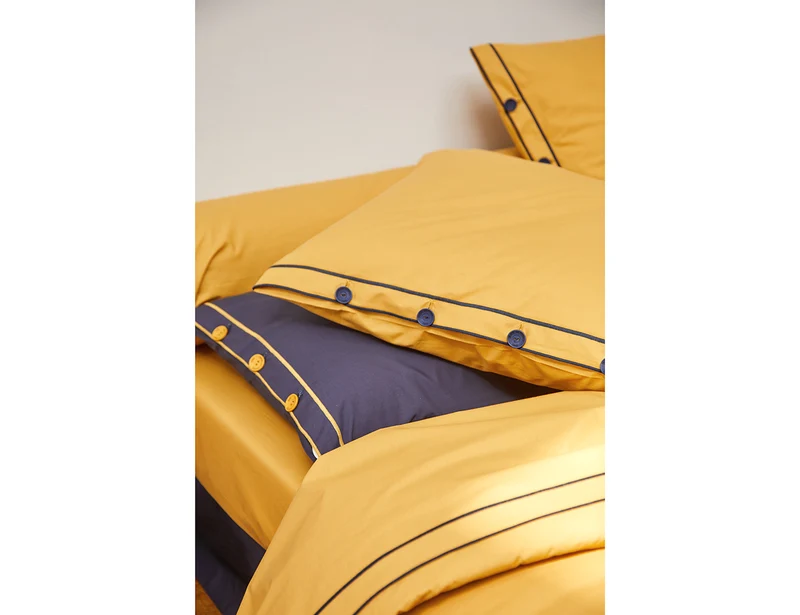 Taie de traversin Percale Bio - TANDEM Indigo/Fauve