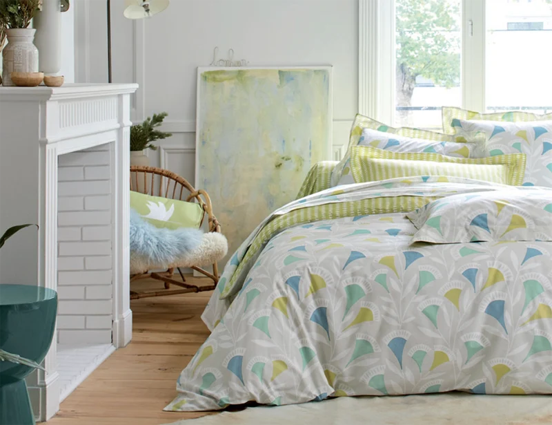 Taie d'oreiller Percale de coton - NOUKKU Flore Tilleul