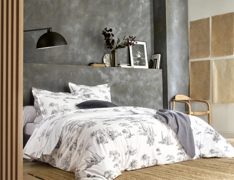 Taie d'oreiller Percale de coton - PROMENADE Graphite