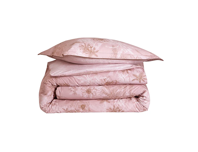 Housse de couette Percale de coton - CARNET DE VOYAGE Rose thé