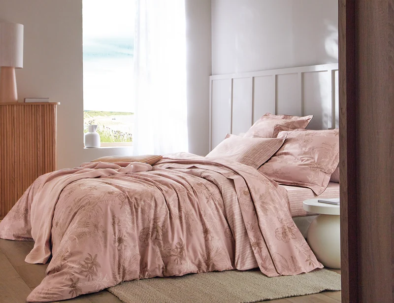 Housse de couette Percale de coton - CARNET DE VOYAGE Rose thé