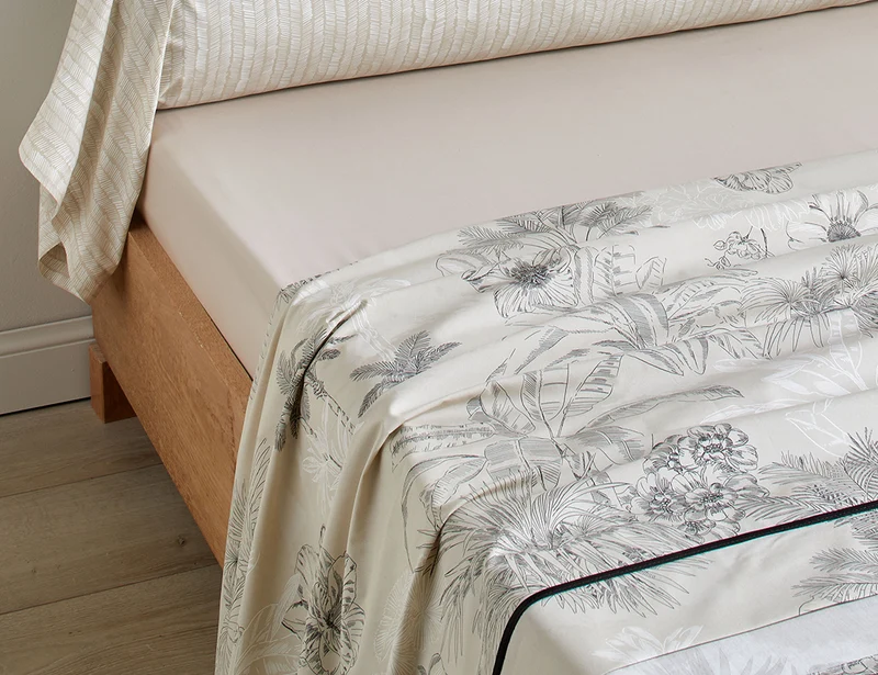 Taie de traversin Percale de coton - CARNET DE VOYAGE Sable