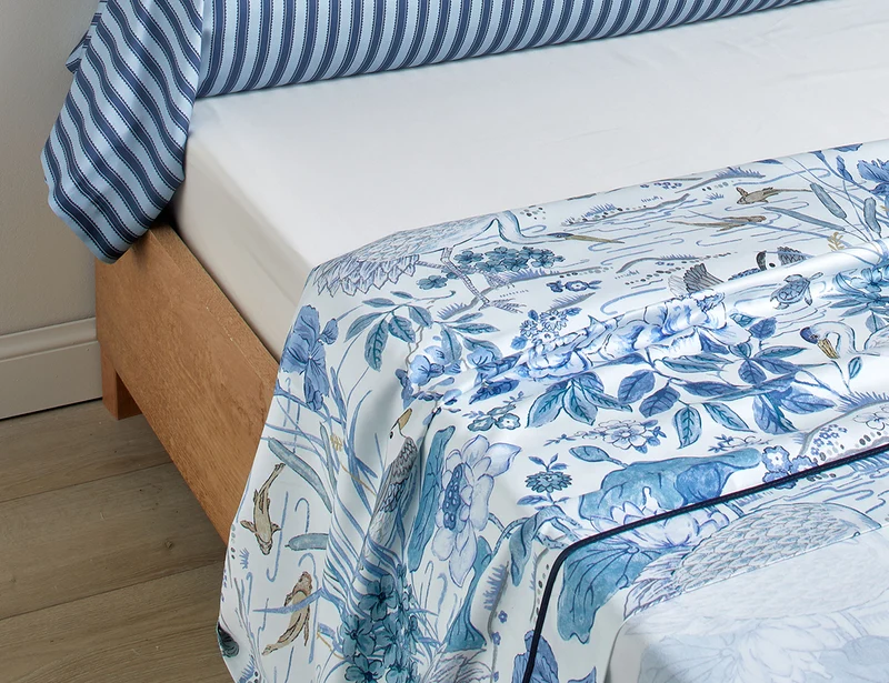 WATER GARDEN Bleu - Satin de coton