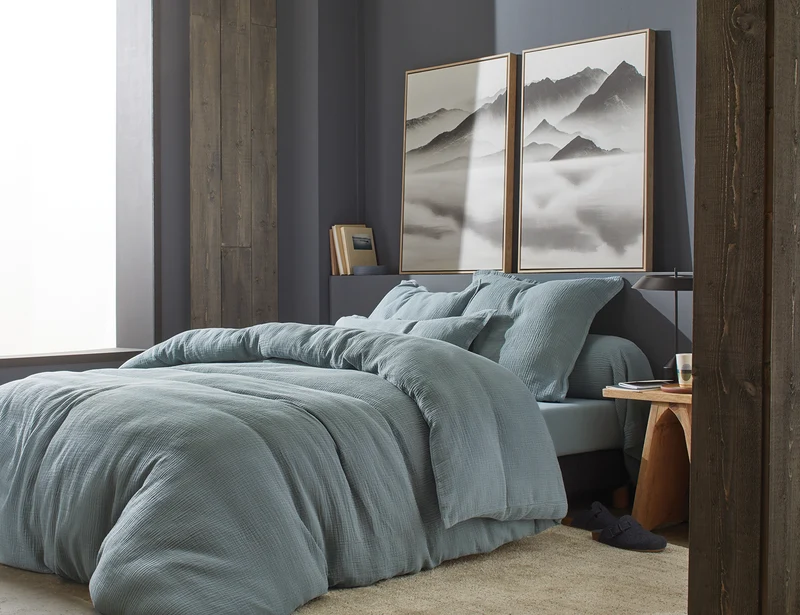 Drap plat Gaze de coton - COSY Brume