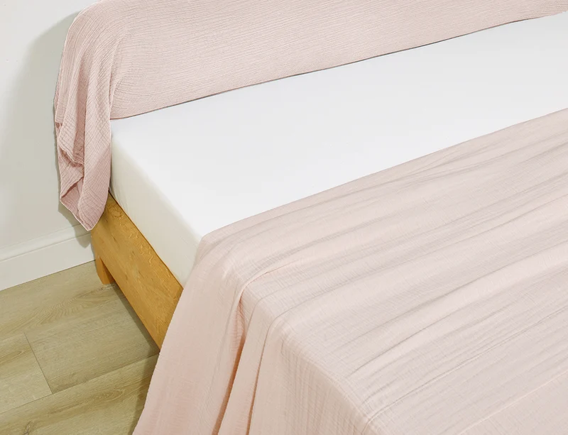 Drap plat Gaze de coton - COSY Rose Thé