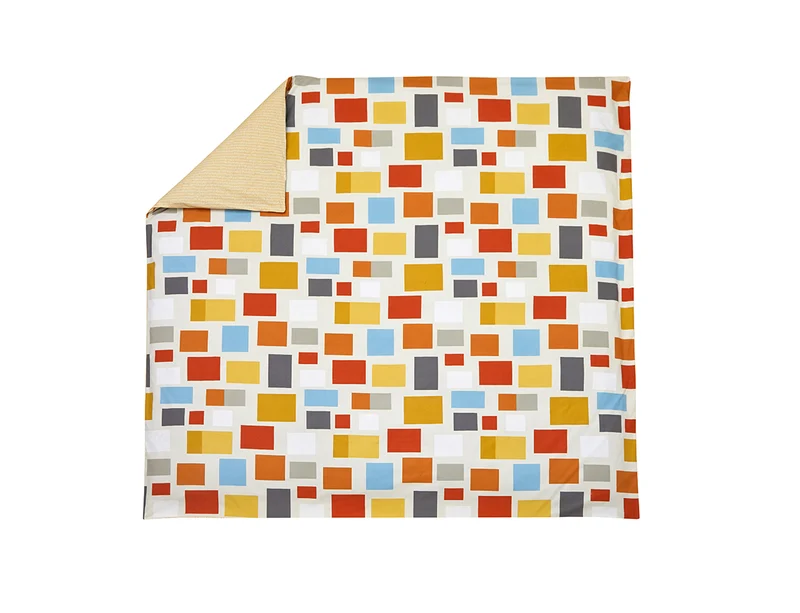 Housse de couette Percale de coton - BLOCKS Ocre