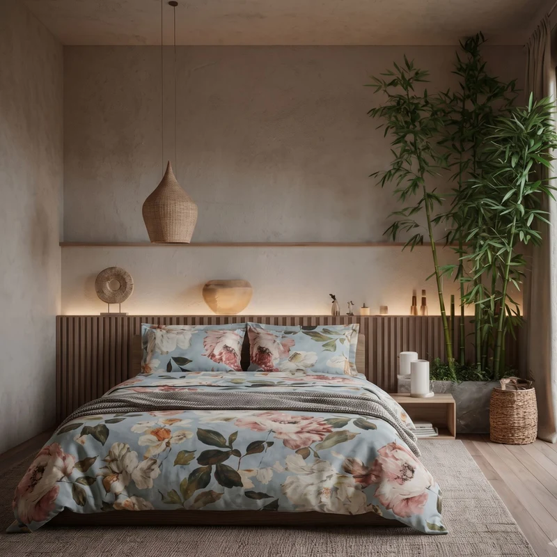 Copripiumino con federe vanity flowers Floreale in Raso di cotone