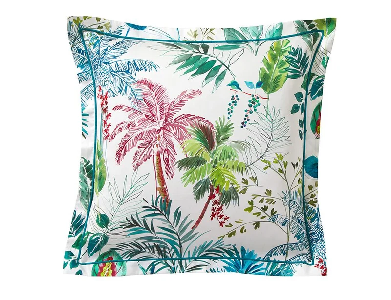 PALMERAIE Bleu Paon - Satin de coton