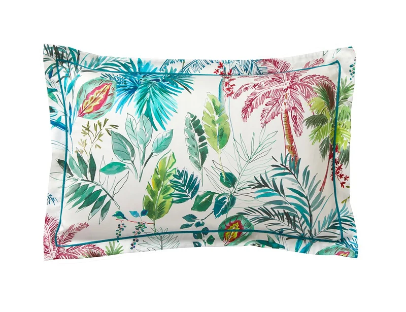 PALMERAIE Bleu Paon - Satin de coton