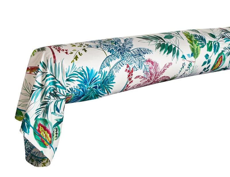 PALMERAIE Bleu Paon - Satin de coton