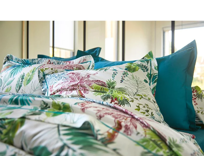 PALMERAIE Bleu Paon - Satin de coton
