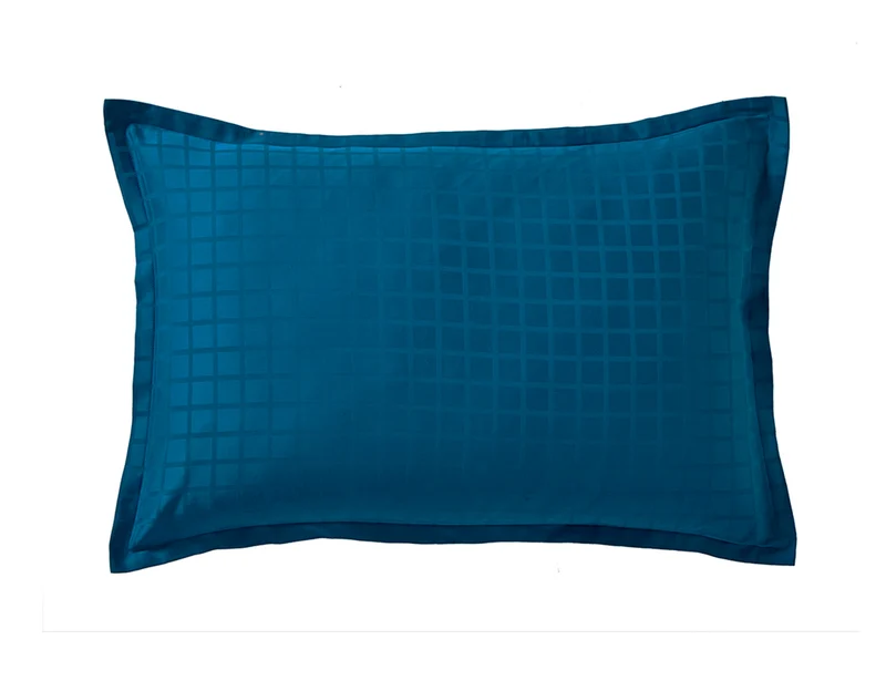 Taie d'oreiller Satin jacquard - PALACE Bleu Paon
