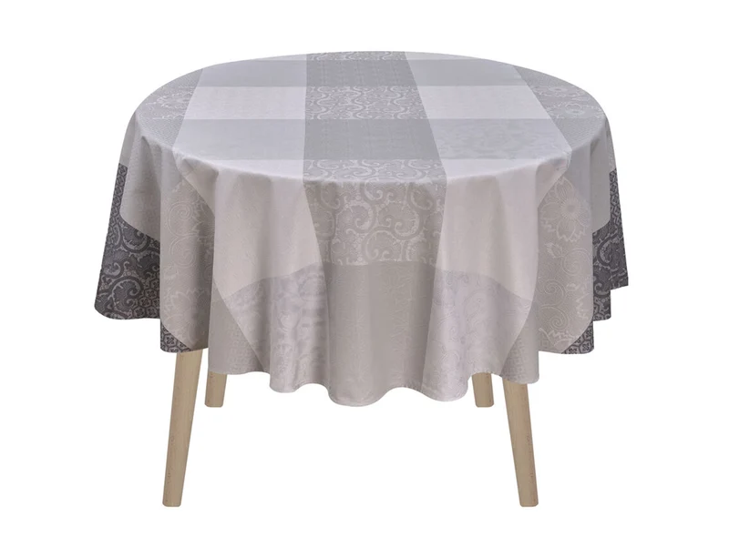 Nappe Enduite Coton Jacquard - FLEURS DE KYOTO Brume