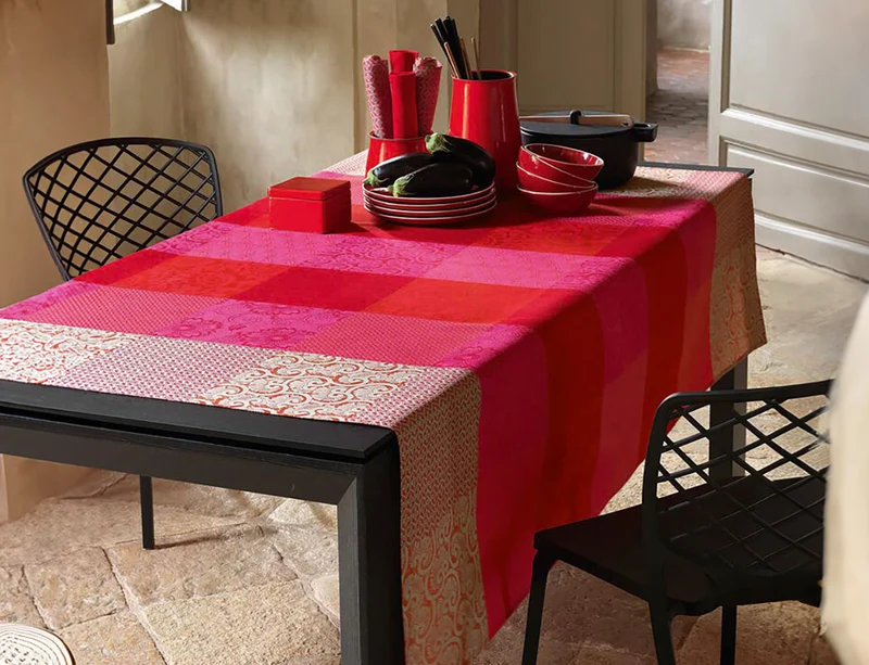 Serviette de table Coton Jacquard - FLEURS DE KYOTO Cerise