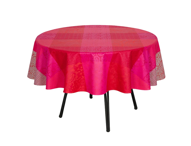 Nappe Enduite Coton Jacquard - FLEURS DE KYOTO Cerise