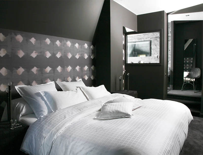 Drap plat Satin jacquard - PALACE Blanc