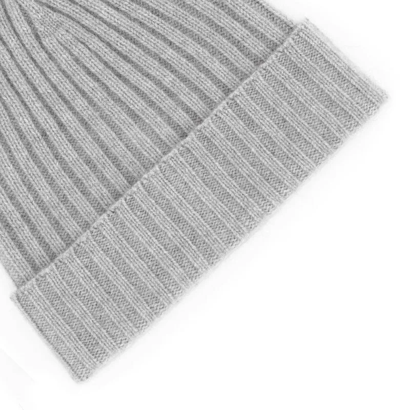 Bonnet à côtes anglaises cachemire - Gris clair